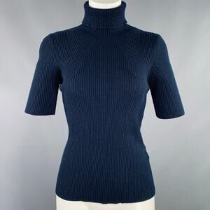 3.1 PHILLIP LIM Size M Navy Wool Blend Ribbed Pullover
